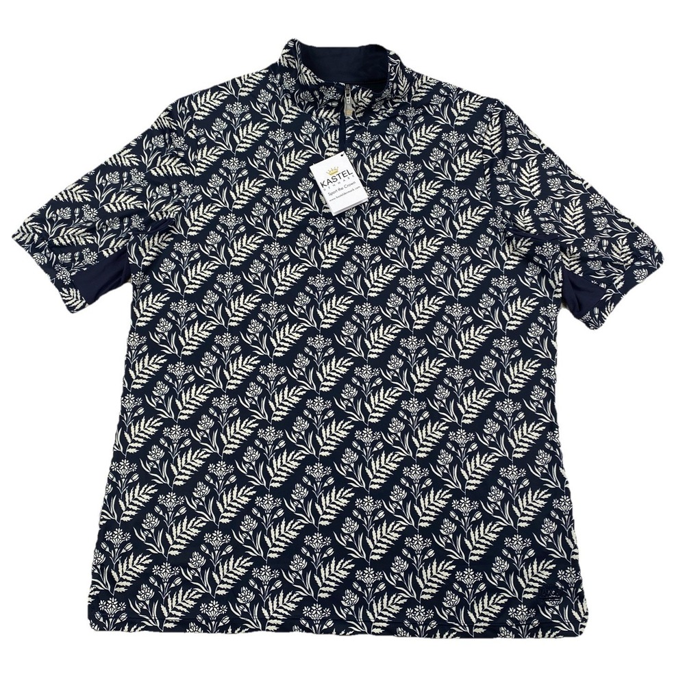 Kastel Denmark 1/4 Zip Elbow Sleeve Sun Shirt Navy Blue Floral Women's XL NWT